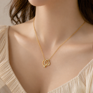 Interlock Heart Ring Korean Necklace