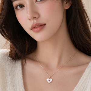 Natural Shell Double heart Pendant Necklace
