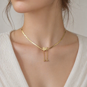Stainless Steel Golden Butterfly Shape Korean Necklace