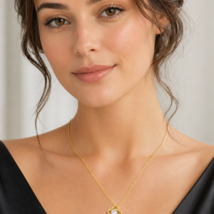Flower Pendant With Diamond Necklace