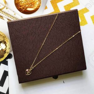 B Letter Pendant Simple Necklace Heart Shape with Pink Stone and Very Small Curb Chain Love Pendant for Kids Girl and Women