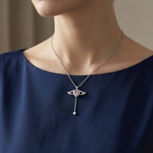 Fairy Wings Pink Pendent Necklace