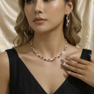 Red Stone Necklace and Earring