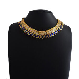 Exclusive NAGAPADAM Traditional Blue & White Multi-Stone Neck Style