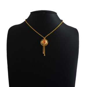 Round Pendant Orange Stone & Chain Ball Hanging Style