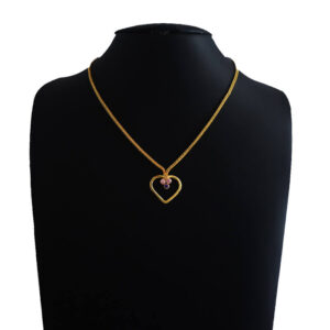 LOVE Pendant with Three Stone - 2 Pink & 1 Vilote Stone
