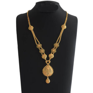 Bengali Long Necklace - Flower Step With Double Hanging Pendant