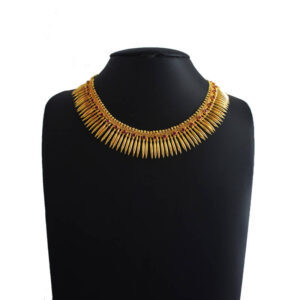 Mullamottu Mala Traditional - Jasmin Bud  Necklace with Maroon Diamond  Neck Style