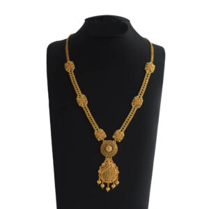 Kolkata Long Saree Necklace - Square Step Flower Box With Hanging Pendant