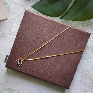 Love in Love Dark Blue Stone Simple Heart Pendant Necklace for Girl and Women
