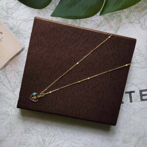 R Letter Pendant Simple Necklace Heart Shape with Sea Blue Stone and Small Nice Belted Curb Chain Love Pendant for Kids Girl and Women