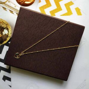 N Letter Pendant Simple Necklace Heart Shape with Green Stone and Very Small Gold Bead Belted Curb Chain Love Pendant for Kids Girl and Women