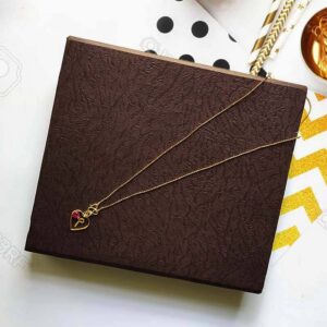 P Letter Pendant Simple Necklace Heart Shape with Red Stone and Narrow Small Gold Bead Style Chain Love Pendant for Kids Girl and Women