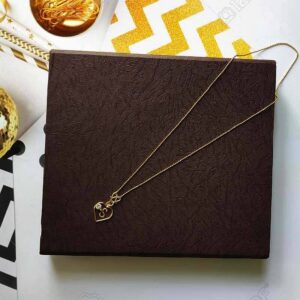 S Letter Pendant Simple Necklace Heart Shape with White Stone and Narrow Small Gold Bead Style Chain Love Pendant for Kids Girl and Women