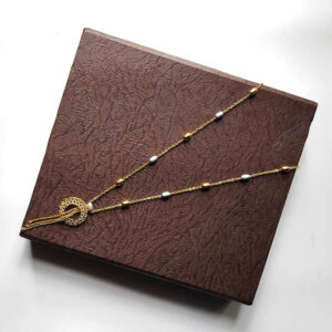 Golden Bead Style Chain with Designer Chain Hanging Round Locket Mala for Girls and Women